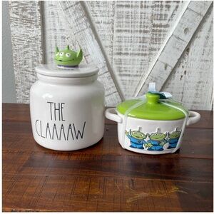 Rae Dunn Disney Pixar Toy Story Aliens Canister and Mini dish bundle